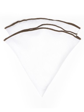 White Linen/Mocha Trim Linen Pocket Circle